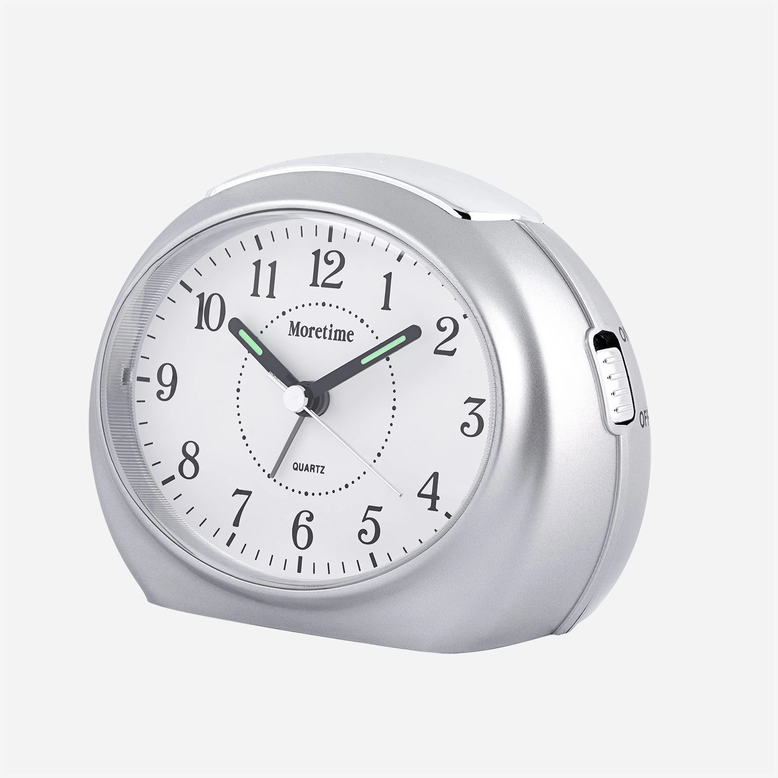 Väckarklocka - oval, silverfärgad  12x9 cm