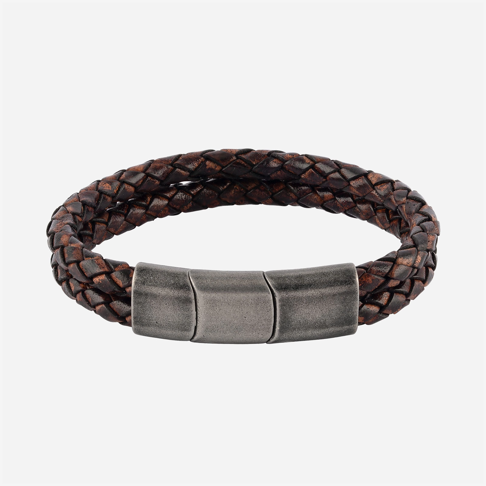 Armband herr läder & stål - brunt Armband herr läder & stål - brunt