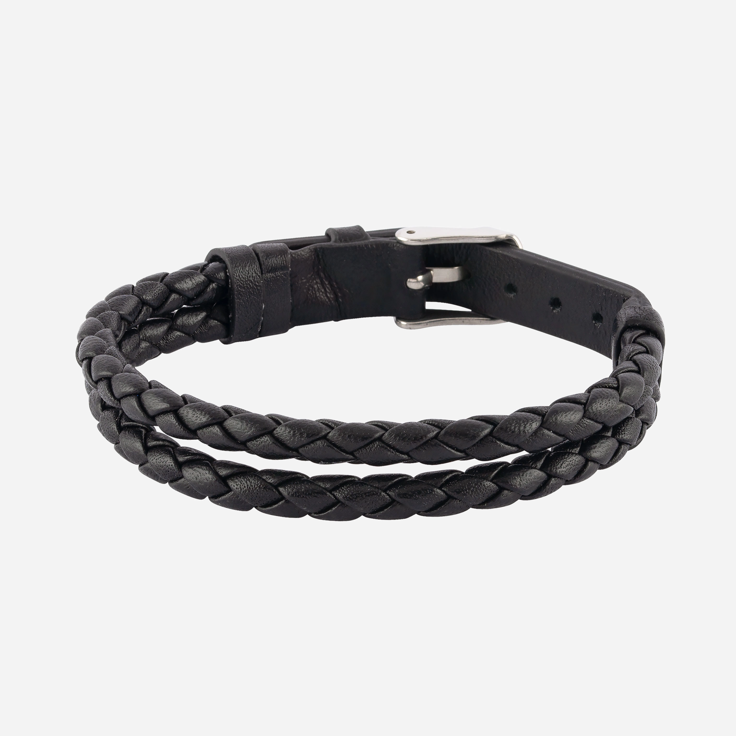 Armband herr läder & stål - svart Armband herr läder & stål - svart