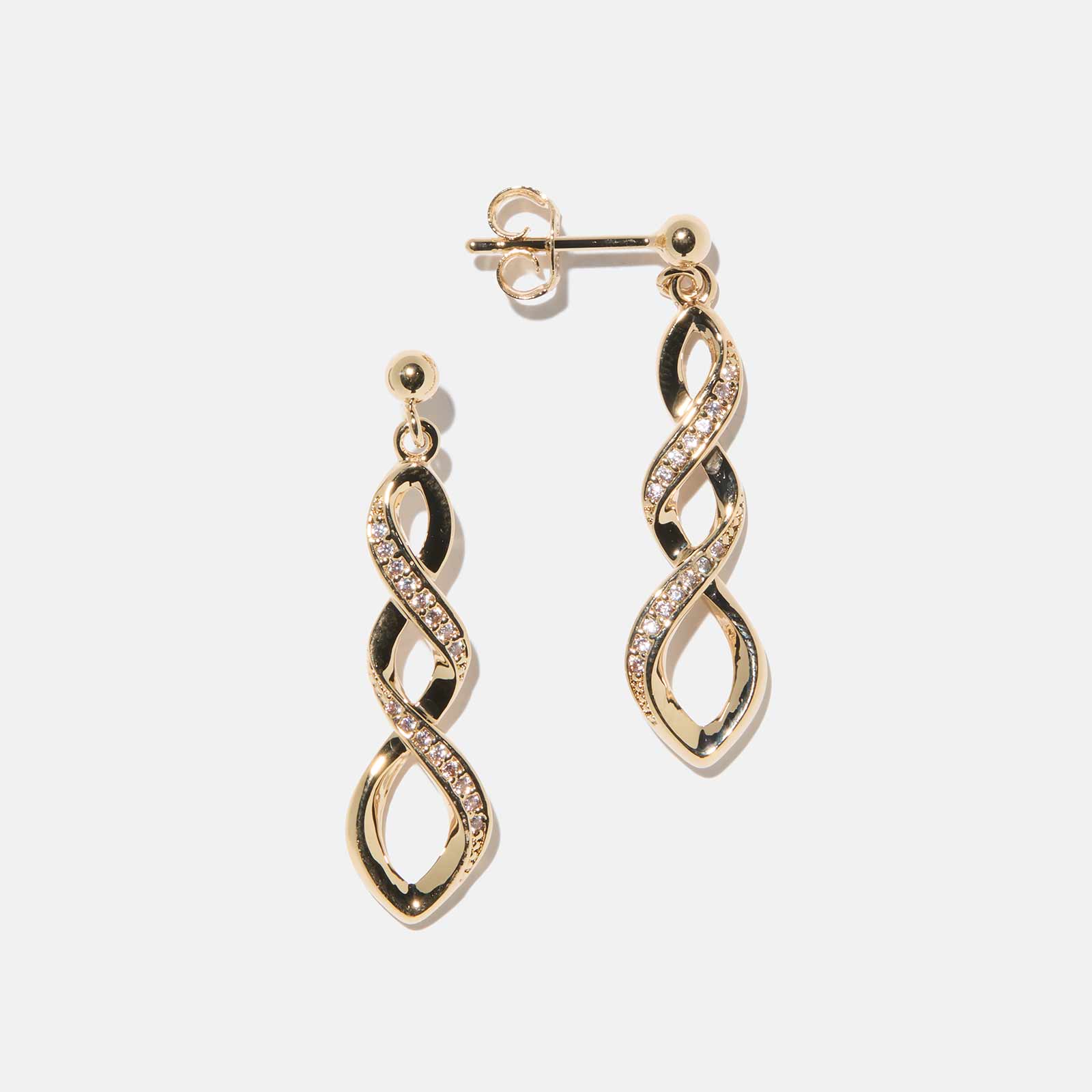 18k guldpläterade örhängen - hängande helix, 35mm