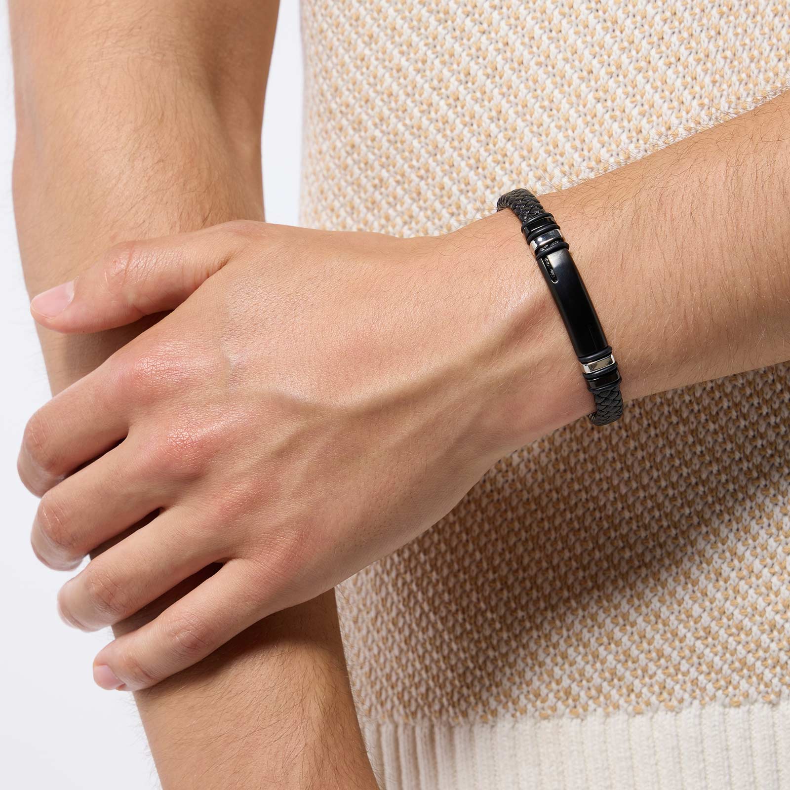 Armband herr - svart bricka, 21,5cm Armband herr - svart bricka, 21,5cm
