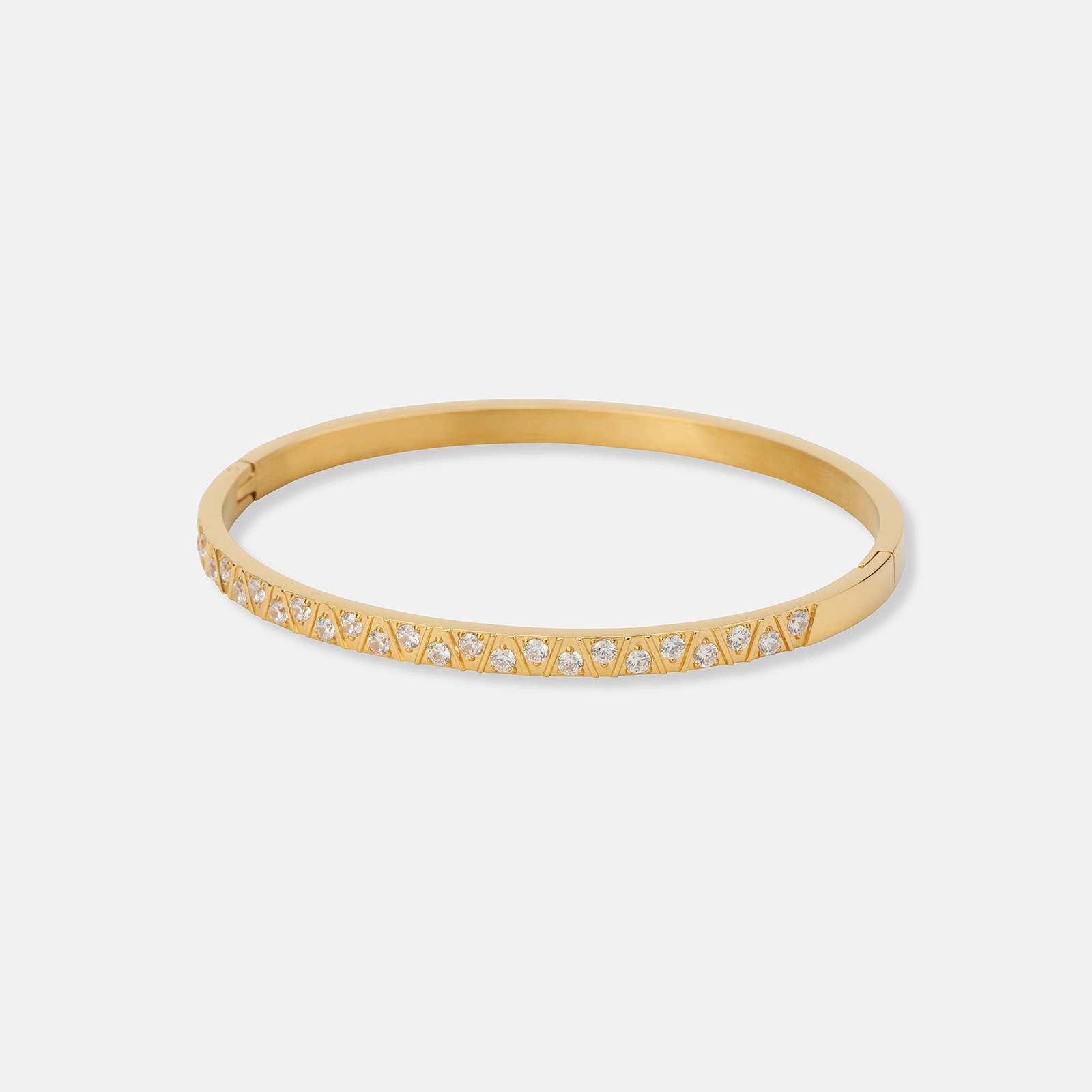 Guldpläterat stålarmband, bangle zig zag - 6x5 cm Guldpläterat stålarmband, bangle zig zag - 6x5 cm